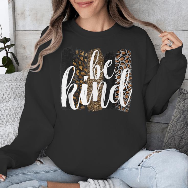 Be Kind Women Inspirational Teacher Animal Print Unisex Sweatshirt, funny design