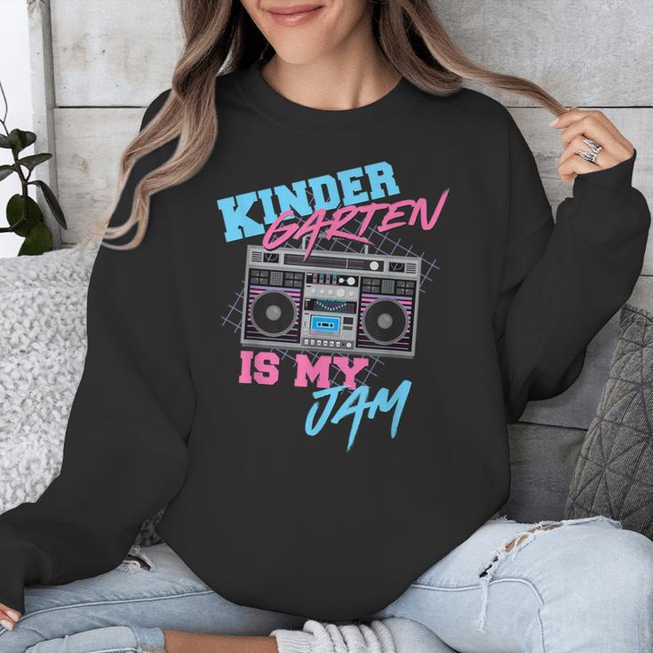 Kindergarten Is My Jam Vintage 80s Boombox Teacher Student Unisex Sweatshirt, funny design