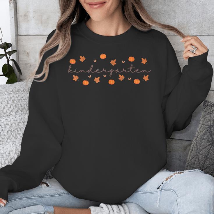 Kindergarten Teacher Pumpkin Autumn Leaves Kinder Team Fall Unisex Sweatshirt, funny design Kindergarten Teacher Pumpkin Autumn Leaves Kinder Team Fall Unisex Sweatshirt, funny design