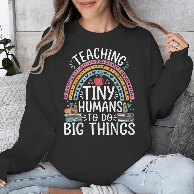 Kindergarten Teacher Tiny Humans Pre-School Teacher Unisex Sweatshirt, funny design