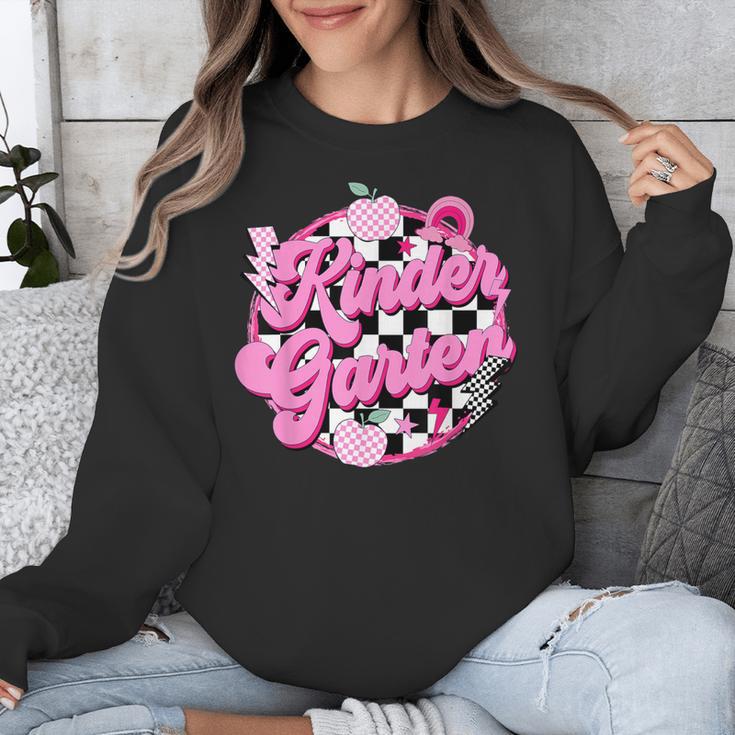 Kindergarten Teacher Women Checkered First Day Of School Unisex Sweatshirt, funny design