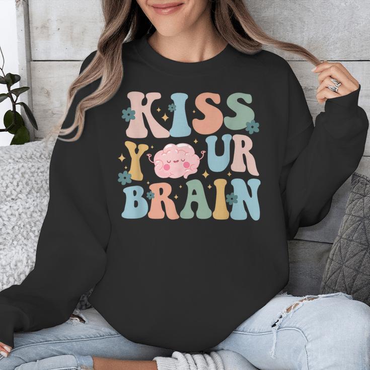 Kiss Your Brain Teacher Inspire Educate Groovy Retro Vintage Unisex Sweatshirt, Groovy Teacher Gifts, funny design Kiss Your Brain Teacher Inspire Educate Groovy Retro Vintage Unisex Sweatshirt, Groovy Teacher Gifts, funny design