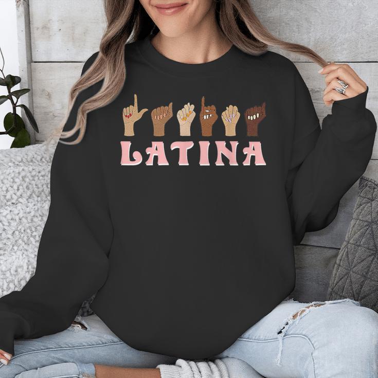Latina ASL American Sign Language Latina Power ASL Teacher Unisex Sweatshirt, funny design Latina ASL American Sign Language Latina Power ASL Teacher Unisex Sweatshirt, funny design