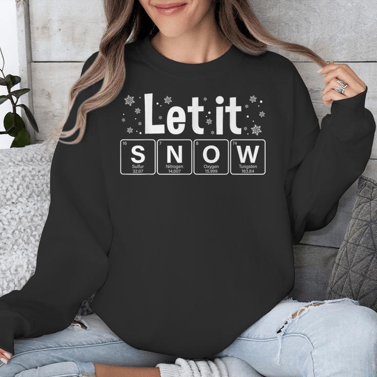 Let It Snow Christmas Pajamas Chemistry Teacher Unisex Sweatshirt, funny design