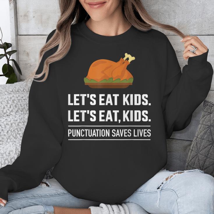 Let's Eat Kids Grammar For Thanksgiving Teacher Unisex Sweatshirt, funny design Let's Eat Kids Grammar For Thanksgiving Teacher Unisex Sweatshirt, funny design