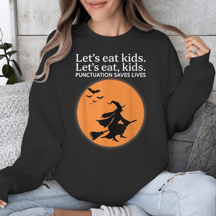 Let's Eat Kids Punctuation Saves Live Witch Grammar Teacher Unisex Sweatshirt, funny design Let's Eat Kids Punctuation Saves Live Witch Grammar Teacher Unisex Sweatshirt, funny design