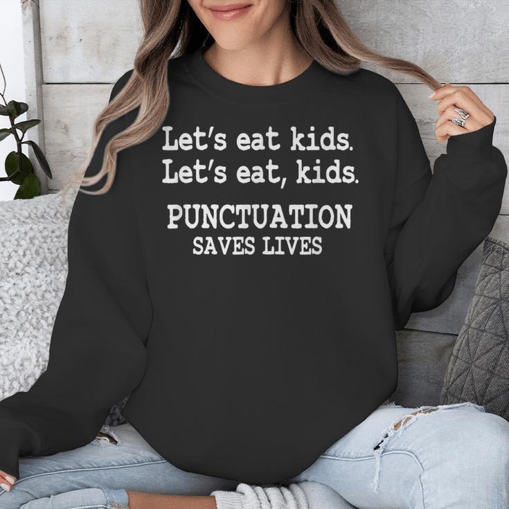 Let's Eat Kids Punctuation Saves Lives Teacher Unisex Sweatshirt, funny design Let's Eat Kids Punctuation Saves Lives Teacher Unisex Sweatshirt, funny design