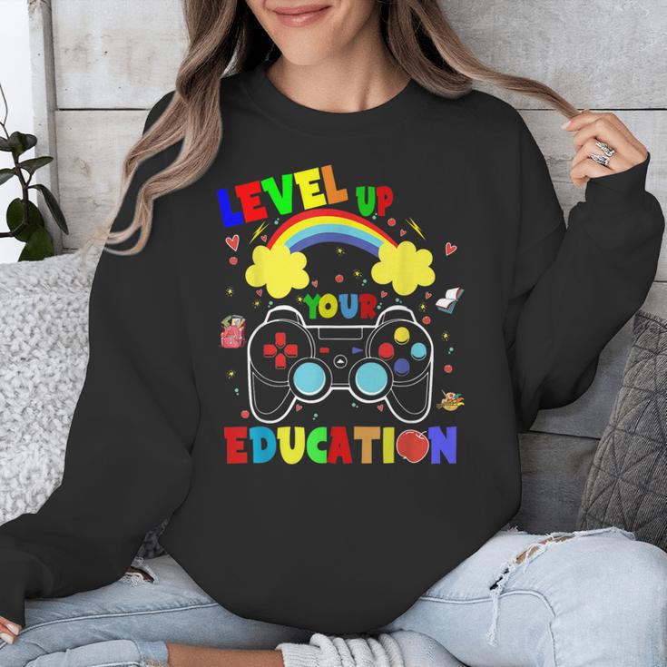 Level Up Your Education Gaming Inspired Teacher Gamers For Men Women Kids Unisex Sweatshirt, funny design