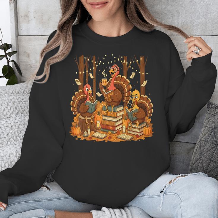 Librarian Turkey Reading Book Fall Thanksgiving Teacher Unisex Sweatshirt, funny design Librarian Turkey Reading Book Fall Thanksgiving Teacher Unisex Sweatshirt, funny design