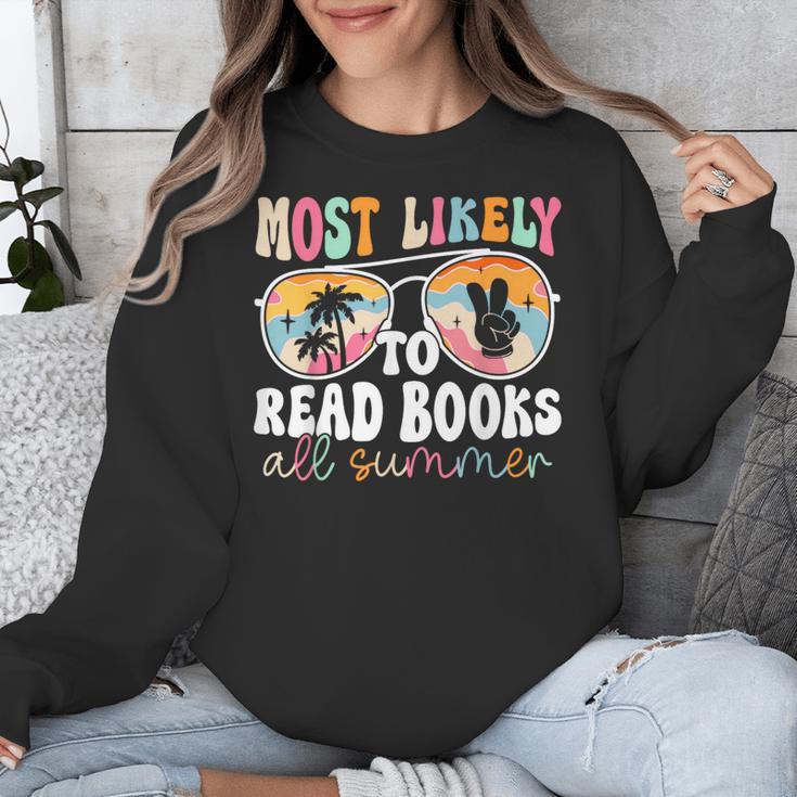 Most Likely To Read Books All Summer Teacher Student Unisex Sweatshirt, funny design