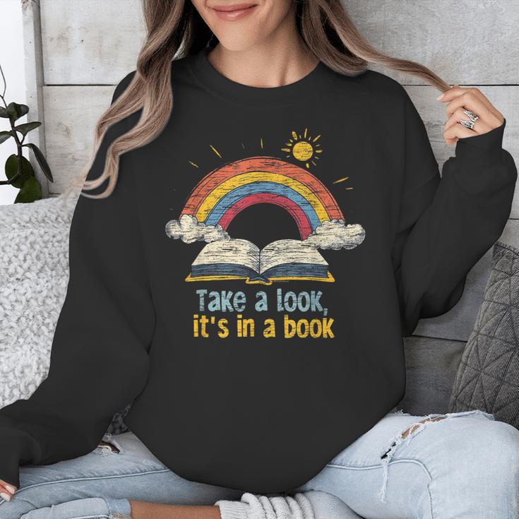 Take a Look It's In a Book Vintage Reading Teacher Rainbow Unisex Sweatshirt, funny design Take a Look It's In a Book Vintage Reading Teacher Rainbow Unisex Sweatshirt, funny design