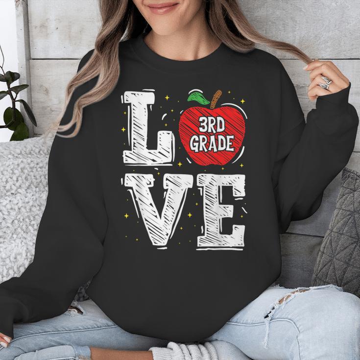 LOVE Apple 3rd Grade Teacher Student School Unisex Sweatshirt, funny design LOVE Apple 3rd Grade Teacher Student School Unisex Sweatshirt, funny design
