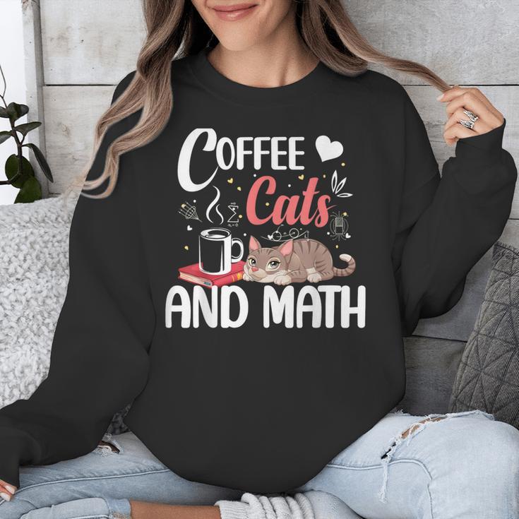 I Love Math Cats And Coffee Heart Mathematics Teacher Unisex Sweatshirt, funny design