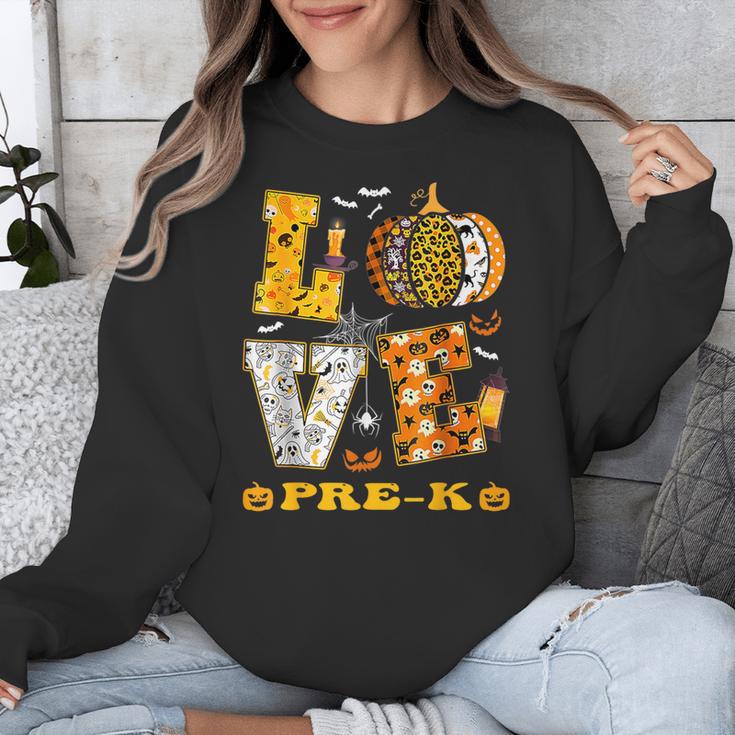 LOVE Pre-K Pumpkin Teacher Student Halloween Costume Unisex Sweatshirt, funny design LOVE Pre-K Pumpkin Teacher Student Halloween Costume Unisex Sweatshirt, funny design