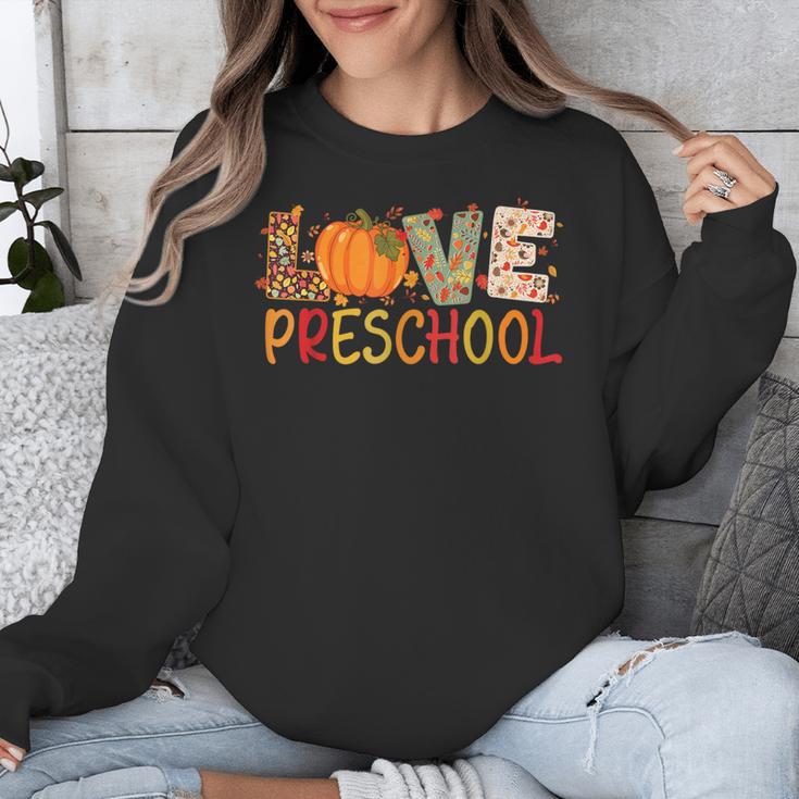 Love Preschool Happy Fall Thanksgiving Women Teacher Unisex Sweatshirt, funny design Love Preschool Happy Fall Thanksgiving Women Teacher Unisex Sweatshirt, funny design