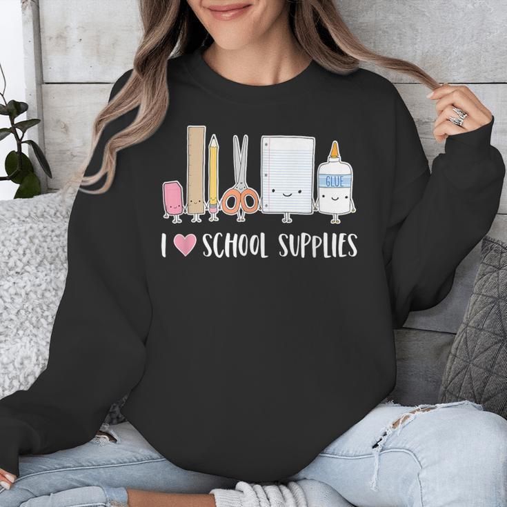 I Love School Supplies Teacher Shirt Unisex Sweatshirt, funny design