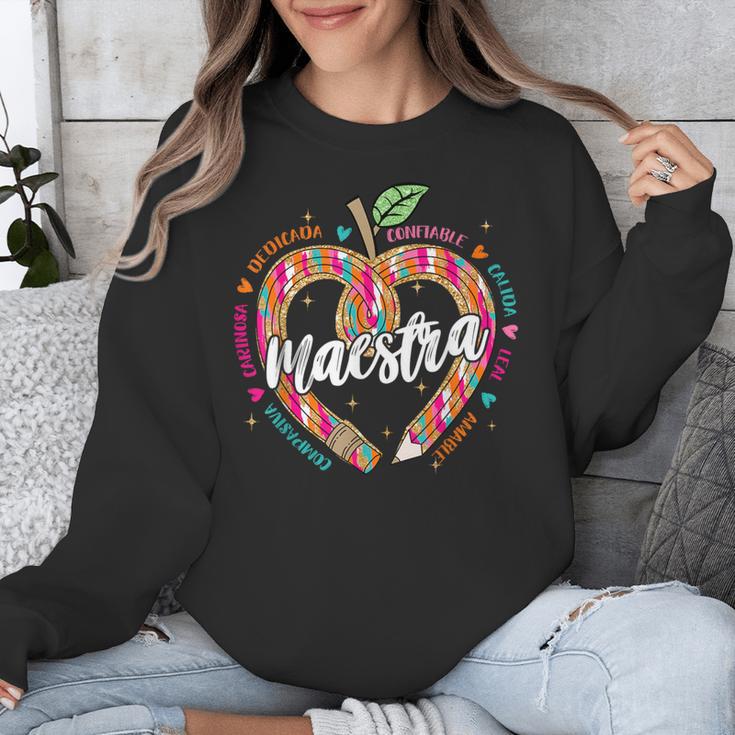 Maestra Pencil Spanish Teacher Bilingual 100 Days Of School Unisex Sweatshirt, funny design Maestra Pencil Spanish Teacher Bilingual 100 Days Of School Unisex Sweatshirt, funny design