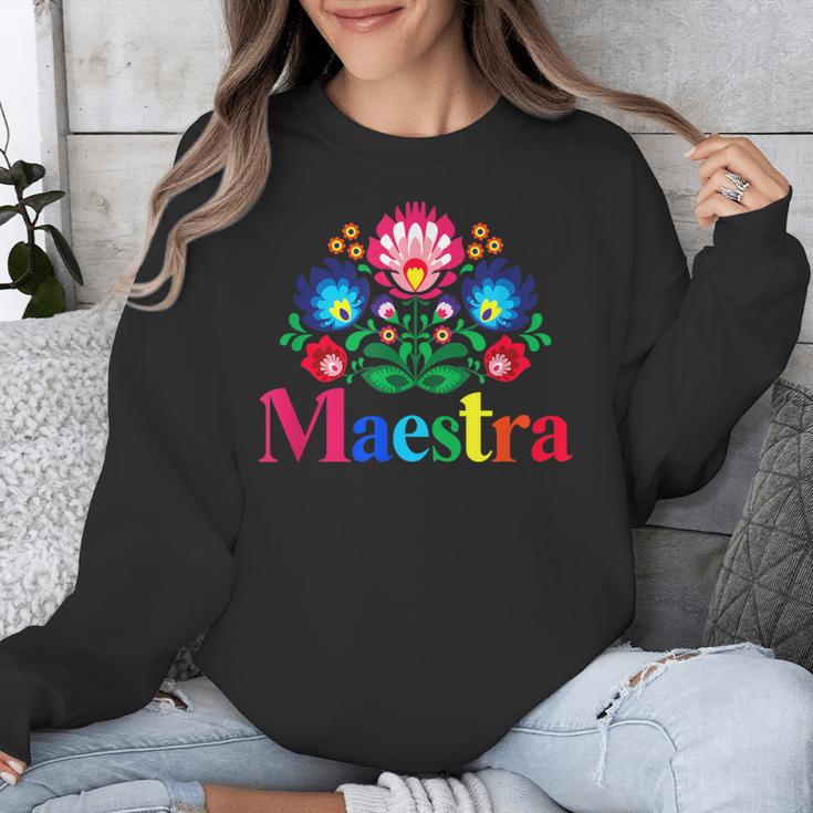 Maestra Proud Spanish Teacher Bilingual Teacher Latina Unisex Sweatshirt, funny design