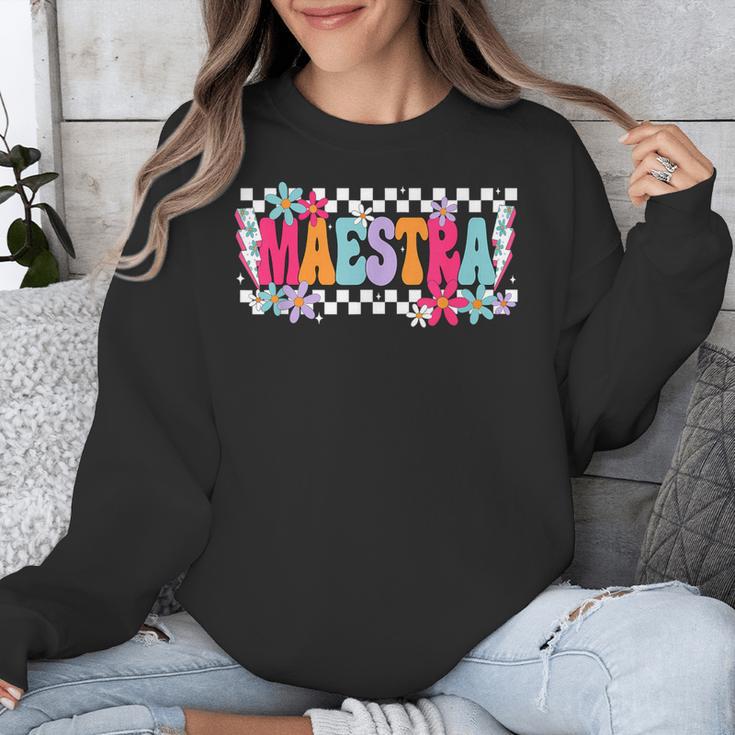 Maestra Teacher Spanish Back To School First Day Of School Unisex Sweatshirt, funny design Maestra Teacher Spanish Back To School First Day Of School Unisex Sweatshirt, funny design