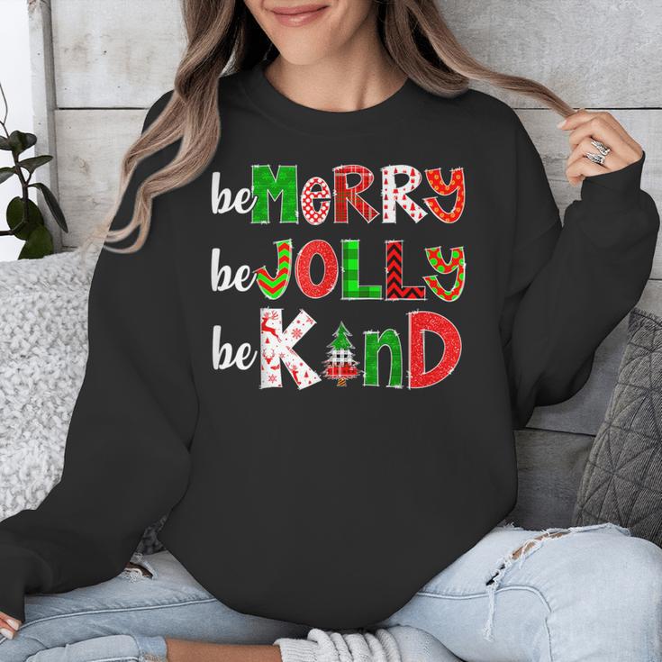 Be Merry Be Jolly Be Kind Merry Christmas Teacher Xmas Pjs Unisex Sweatshirt, funny design
