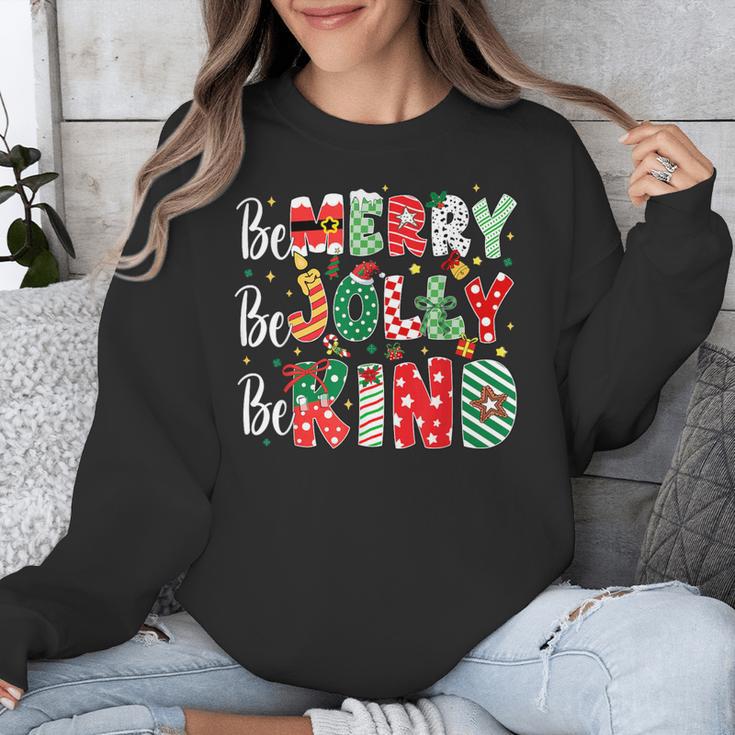 Be Merry Be Jolly Be Kind Merry Christmas Teacher Xmas PJs Unisex Sweatshirt, funny design Be Merry Be Jolly Be Kind Merry Christmas Teacher Xmas PJs Unisex Sweatshirt, funny design
