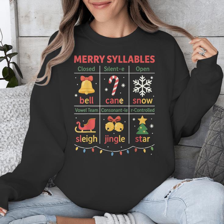 Merry Syllables Teacher Christmas Educational Kids Unisex Sweatshirt, funny design