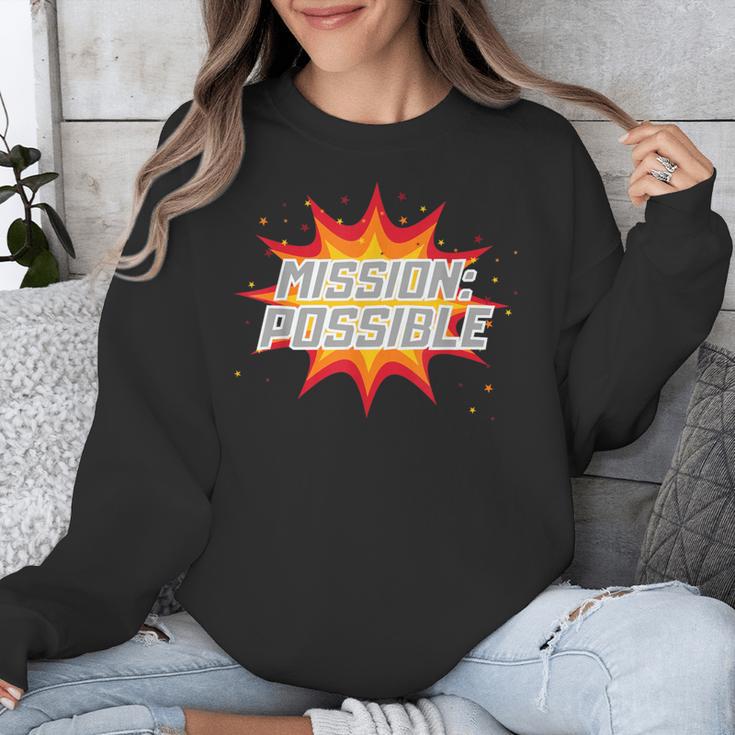 Mission Possible Motivational Inspirational School Teacher Unisex Sweatshirt, funny design Mission Possible Motivational Inspirational School Teacher Unisex Sweatshirt, funny design