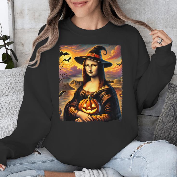 Mona Lisa Pumpkin Halloween Art Teacher Witchy Women Kids Unisex Sweatshirt, funny design