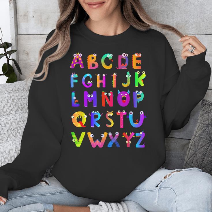 Monster ABC Cute Alphabet Halloween Teacher Costume Kids Unisex Sweatshirt, funny design Monster ABC Cute Alphabet Halloween Teacher Costume Kids Unisex Sweatshirt, funny design