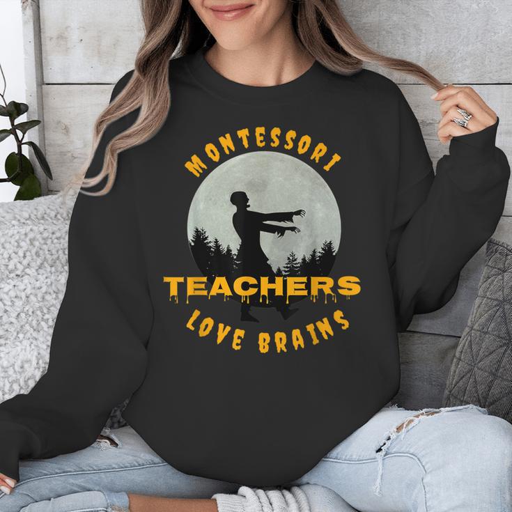 Montessori Teachers Love Brains Halloween Novelty Men Women Unisex Sweatshirt, funny design