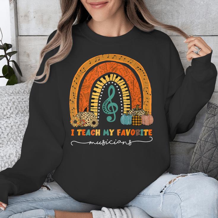 Music Teacher I Teach My Favorite Musicians Autumn Rainbow Men Women Unisex Sweatshirt, funny design