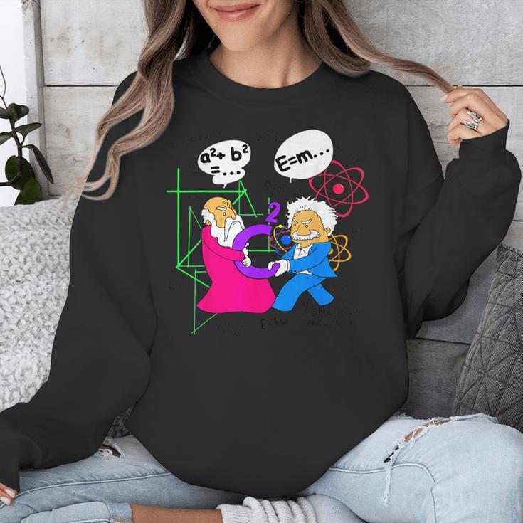 Nerdy Pythagoras Fighting Over C Squared Math Teacher Unisex Sweatshirt, funny design