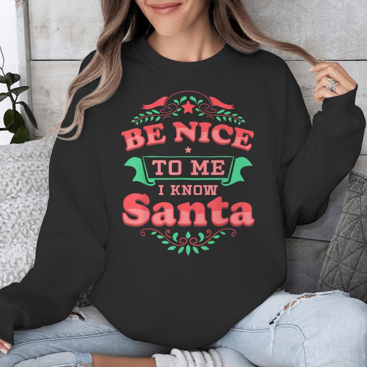 Be Nice To Me I Know Santa Teacher Christmas Men Women Unisex Sweatshirt, funny design Be Nice To Me I Know Santa Teacher Christmas Men Women Unisex Sweatshirt, funny design