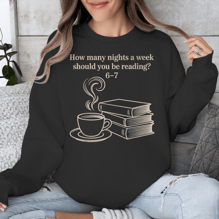 How Many Nights A Week Should You Be Reading 6-7 Teacher Fun Unisex Sweatshirt, funny design How Many Nights A Week Should You Be Reading 6-7 Teacher Fun Unisex Sweatshirt, funny design
