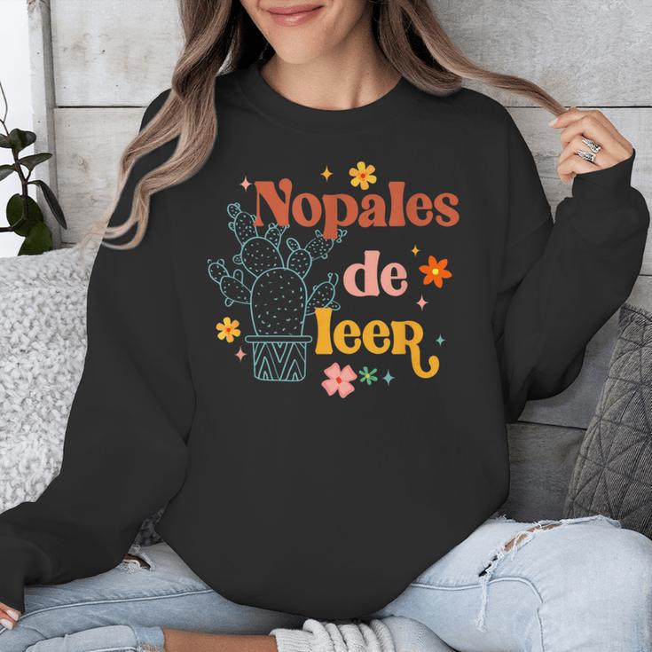 Nopales De Leer Spanish Teacher Maestra Cactus Bilingual Unisex Sweatshirt, funny design