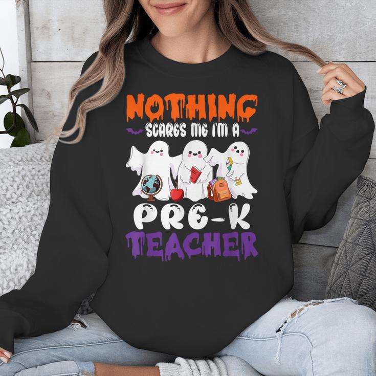 Nothing Scares Me I'm A Pre-K Teacher Halloween Ghosts Unisex Sweatshirt, funny design