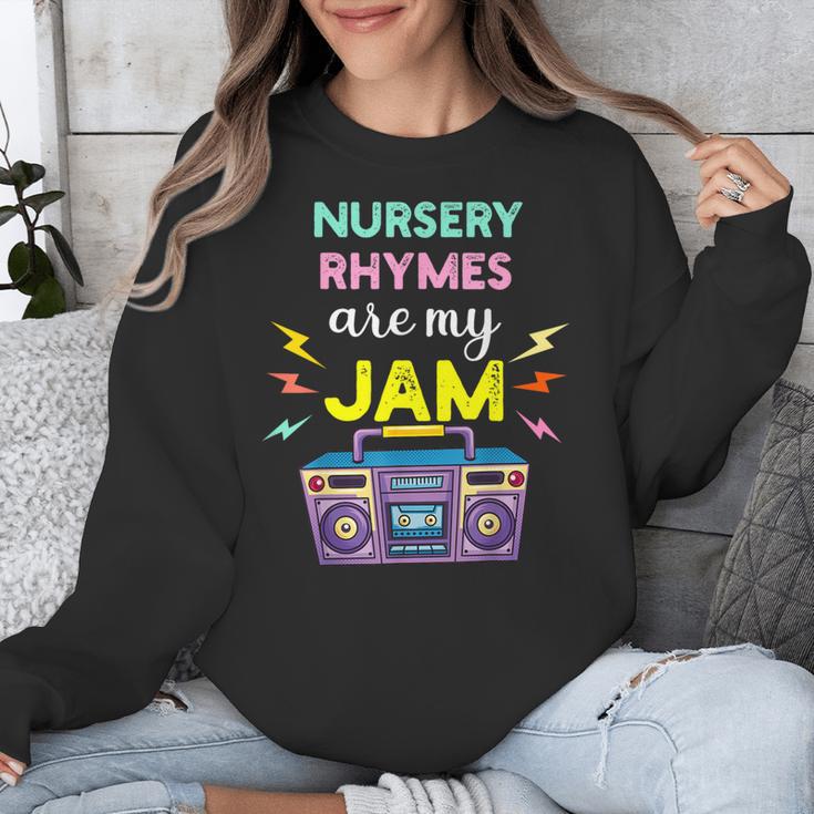 Nursery Rhymes Are My Jam 80s Retro Teachers & Students Kids Unisex Sweatshirt, funny design Nursery Rhymes Are My Jam 80s Retro Teachers & Students Kids Unisex Sweatshirt, funny design