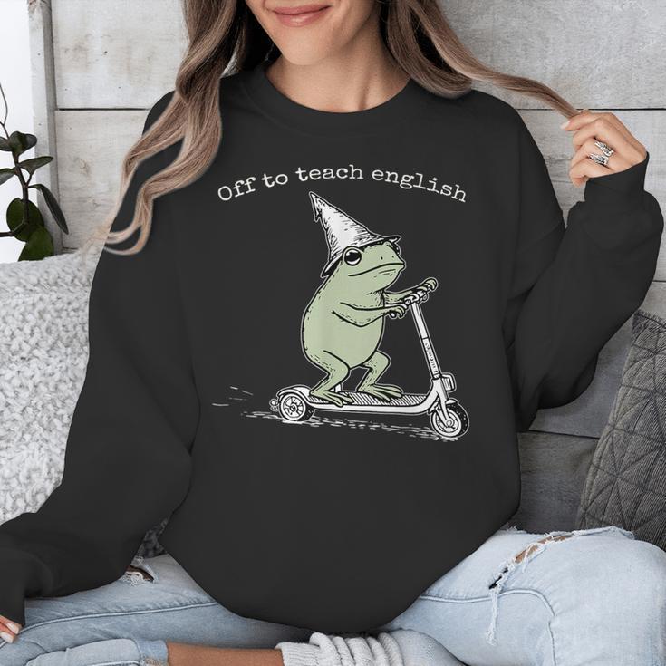 Off To Teach English Scooter Frog ESL Teacher Literature Unisex Sweatshirt, Esl Teacher Gifts, English Teacher Gifts, funny design Off To Teach English Scooter Frog ESL Teacher Literature Unisex Sweatshirt, Esl Teacher Gifts, English Teacher Gifts, funny design