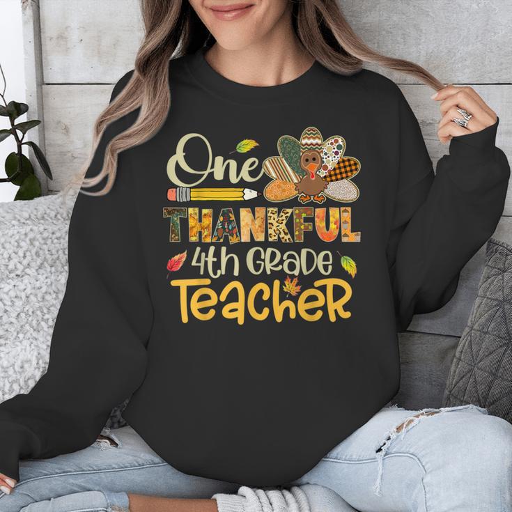 One Thankful 4th Grade Teacher Turkey Leopard Thanksgiving Unisex Sweatshirt, First Grade Teacher Gifts, 4th Grade Teacher Gifts, funny design