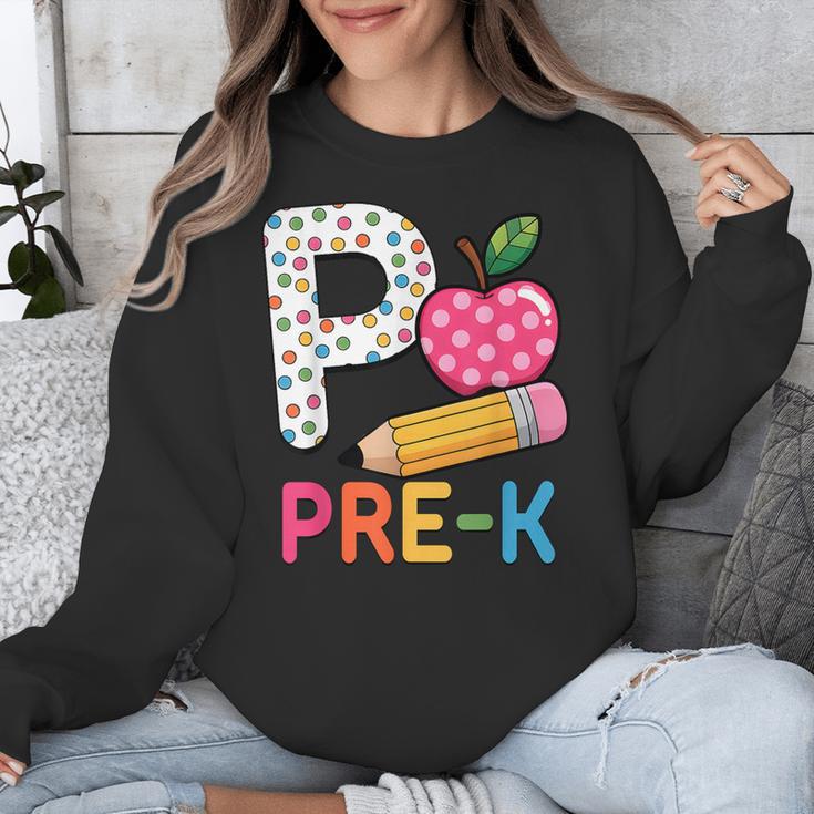 P Is For Pre K Teacher Student Pencil Apple Back To School Unisex Sweatshirt, funny design P Is For Pre K Teacher Student Pencil Apple Back To School Unisex Sweatshirt, funny design