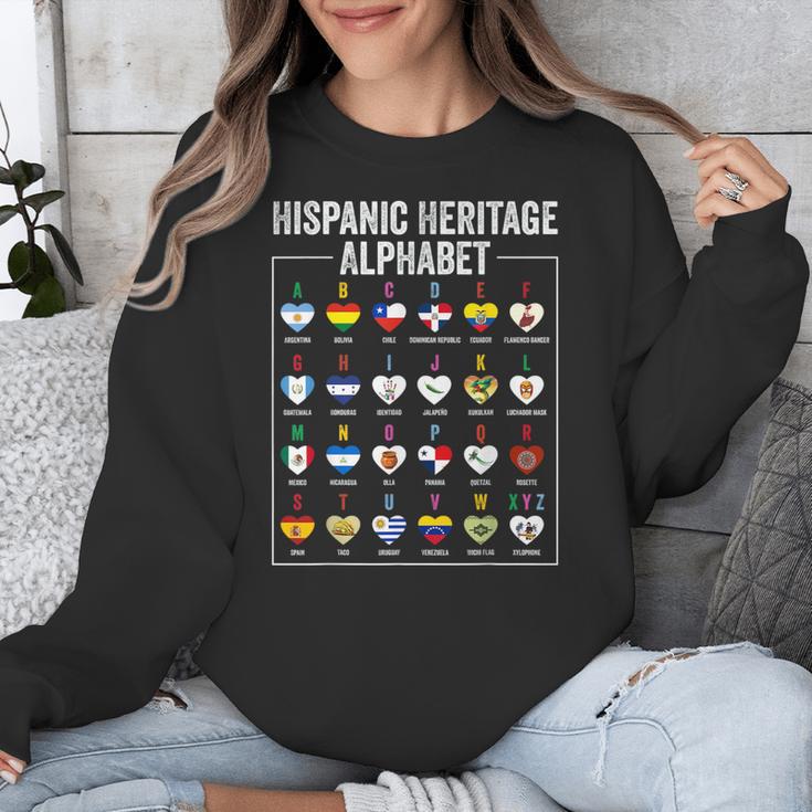 Hispanic Flags Alphabet Hearts Latin Heritage For Teacher Unisex Sweatshirt, funny design