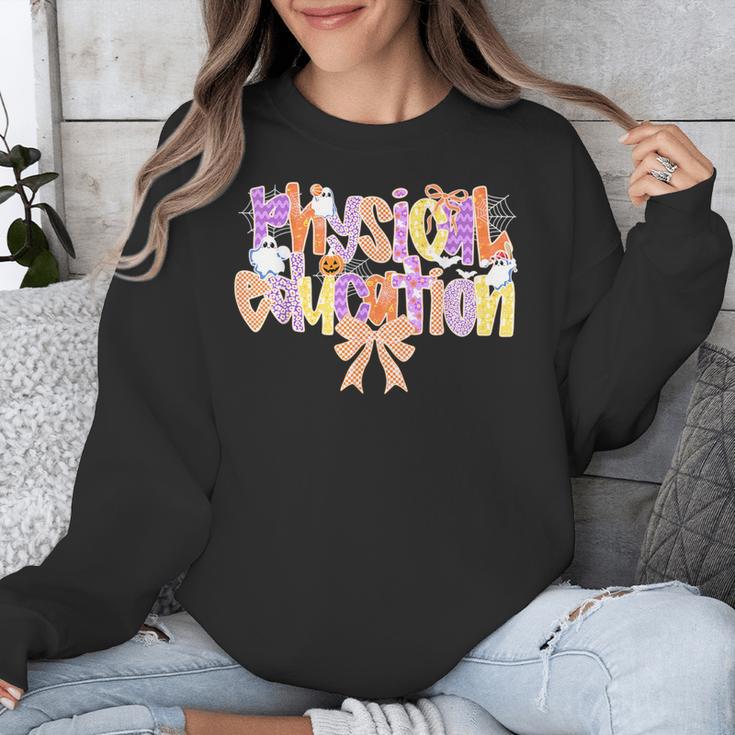 Physical Education Halloween Bow Checkered Teacher Ghost PE Unisex Sweatshirt, Pe Teacher Gifts, funny design Physical Education Halloween Bow Checkered Teacher Ghost PE Unisex Sweatshirt, Pe Teacher Gifts, funny design