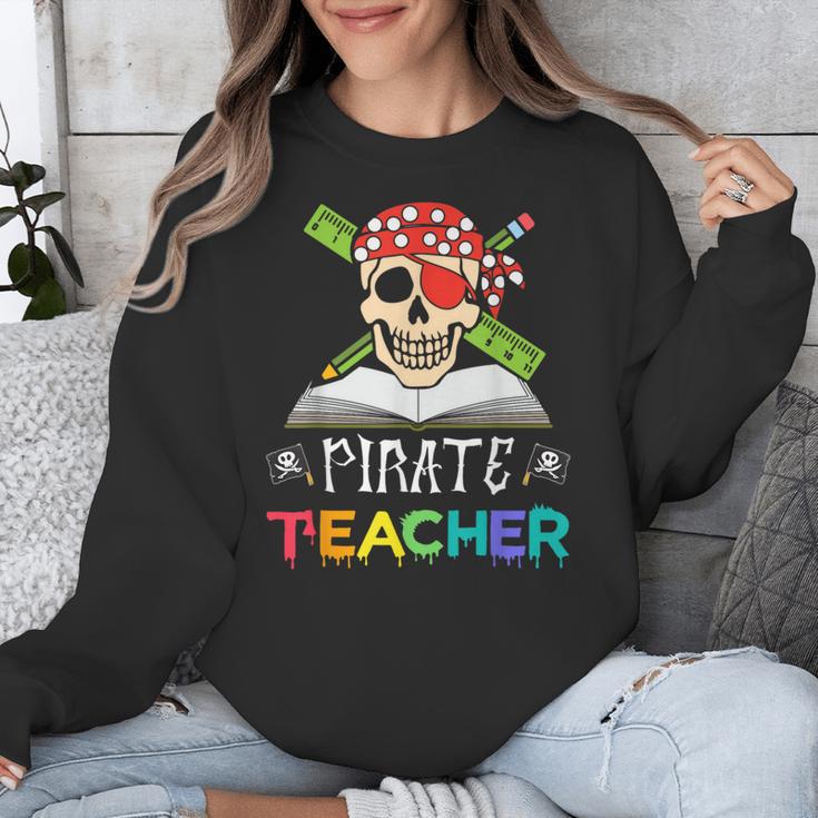 Pirate Teacher Halloween Skull Adult Unisex Sweatshirt, funny design