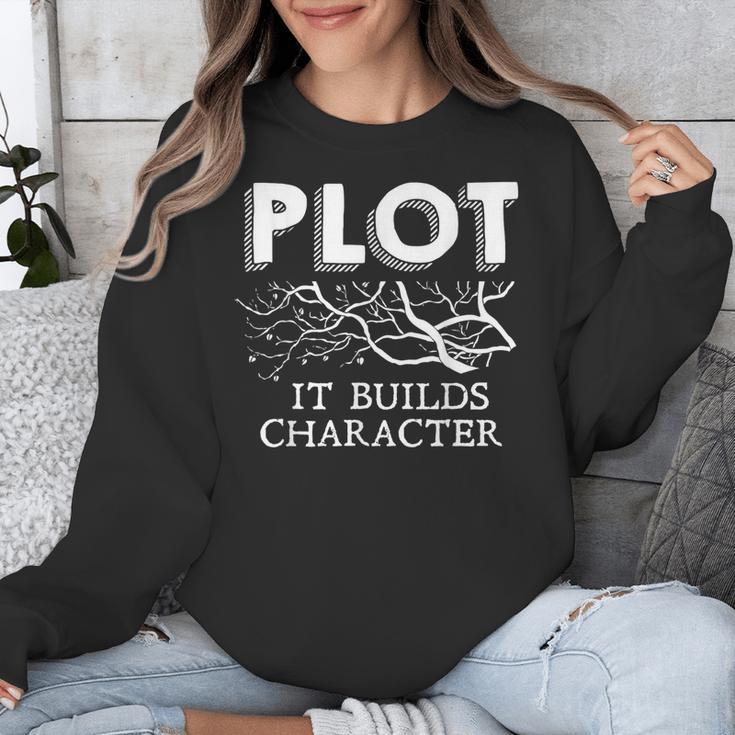 Plot It Builds Character Book Reading Teacher Unisex Sweatshirt, funny design Plot It Builds Character Book Reading Teacher Unisex Sweatshirt, funny design