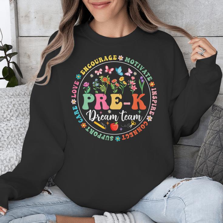 Pre-K Dream Team Back To School Teacher Flower Unisex Sweatshirt, funny design Pre-K Dream Team Back To School Teacher Flower Unisex Sweatshirt, funny design