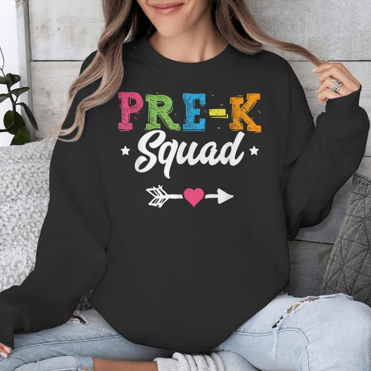 Pre-K Squad Teacher Student Kids Preschool Back To School Unisex Sweatshirt, funny design