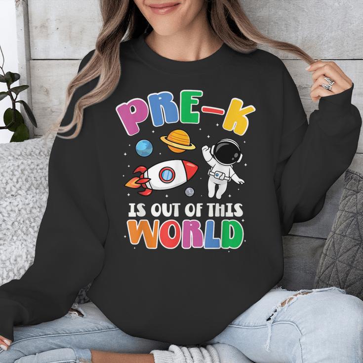 Pre-K Student Teacher Astronaut Space Back To School Unisex Sweatshirt, funny design