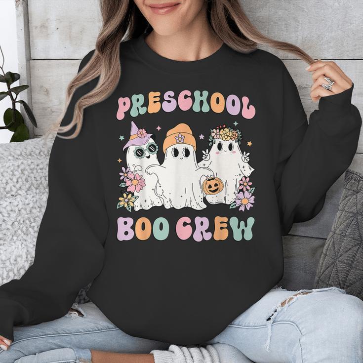 Preschool Boo Crew Groovy Halloween Floral Ghost Teacher Men Women Kids Unisex Sweatshirt, Groovy Teacher Gifts, funny design Preschool Boo Crew Groovy Halloween Floral Ghost Teacher Men Women Kids Unisex Sweatshirt, Groovy Teacher Gifts, funny design