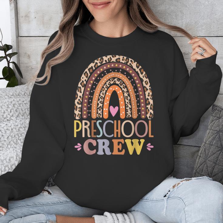 Preschool Crew Cute Leopard Rainbow Back To School Teachers Unisex Sweatshirt, funny design Preschool Crew Cute Leopard Rainbow Back To School Teachers Unisex Sweatshirt, funny design