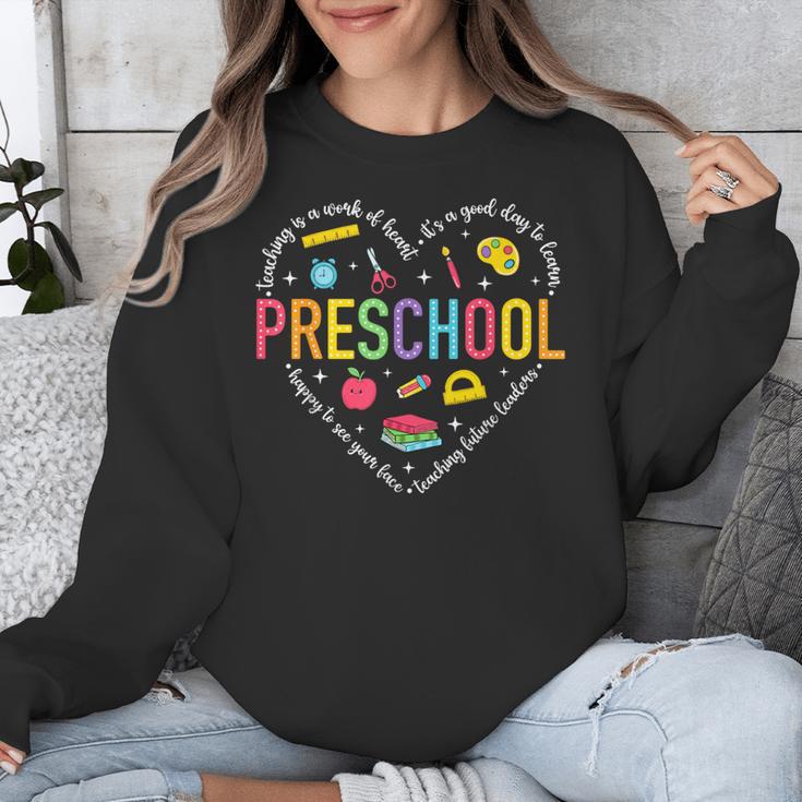 Preschool Teacher Pre-K Heart First Day Of Preschool Kids Unisex Sweatshirt, funny design